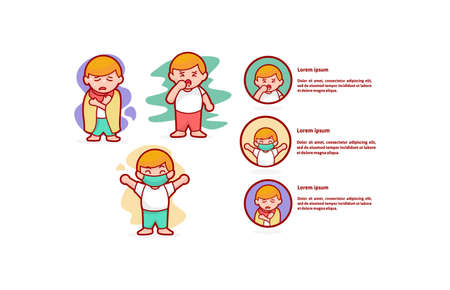 kids illustration for brochure flyer pandemic covid-19のイラスト素材