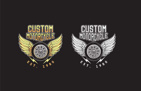 custom motorcycle wings and wheel t shirt design illustrationのイラスト素材