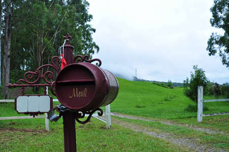 mailbox in front yard の写真素材