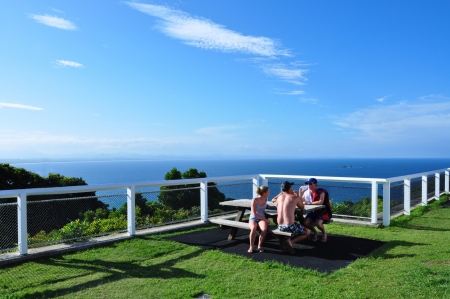 Byron bay Australia, Photo taken at January 2011- Tourists relaxing at cape Byron with beautiful viewpoint and sea horizon on the sunny dayのeditorial素材