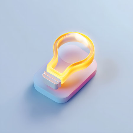 Light Bulb Icon on Blue Background. 3d Vector Illustration.の素材