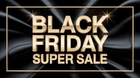Black Friday sale banner design template. Black silk background. Vector illustrationの素材