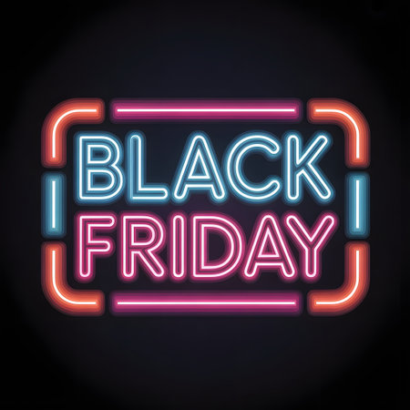 Black Friday neon sign on the dark background. Black Friday saleの素材
