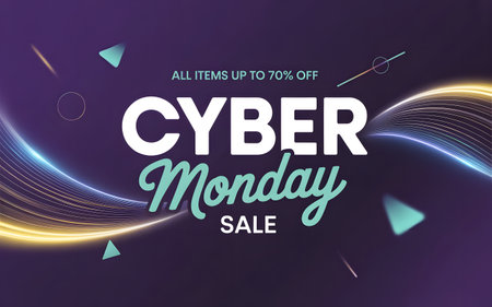 Cyber Monday Sale Poster. Vector Illustration. Abstract Background.の素材
