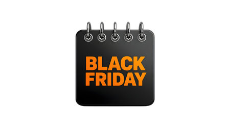 Black friday calendar icon isolated on transparent backgroundの素材