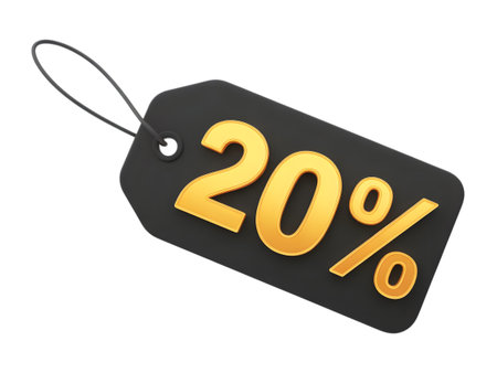 Twenty percent discount tag isolated on transparent backgroundの素材