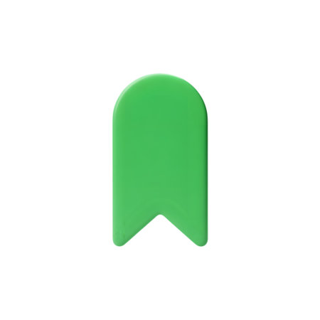 A simple green bookmark icon isolated on transparent background, representing saving or marking content for later referenceの素材