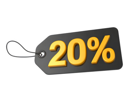 Twenty percent discount tag isolated on transparent backgroundの素材