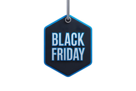 Black friday hexagonal tag isolated on transparent backgroundの素材