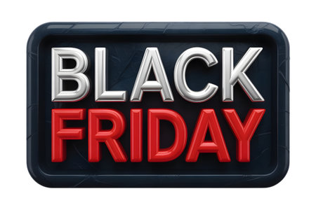 Black Friday sale sign isolated on white background. 3D rendering.の素材