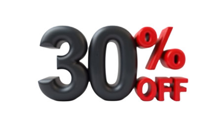 30 percent off text and symbol isolated on transparent backgroundの素材