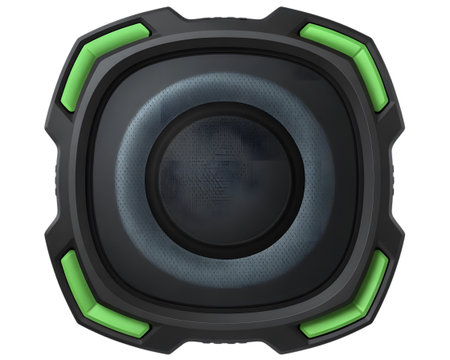 Modern speaker with green accents, isolated on transparent backgroundの素材