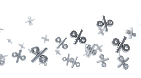 Percentage sign isolated on white background. 3d render illustration.の素材