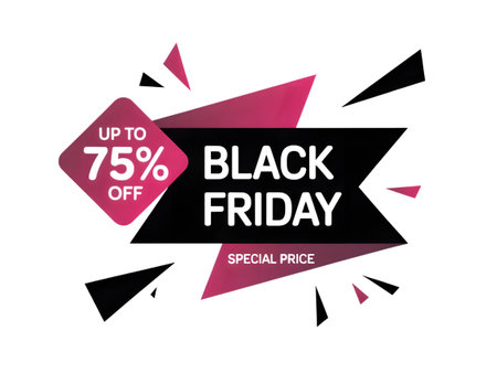 Black friday sale banner with up to 75 off special price, isolated on transparent backgroundの素材