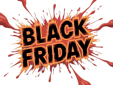 Black friday sale text with a splash of paint effect, isolated on transparent backgroundの素材