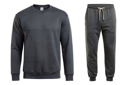 Black sweatpants isolated on white background. Clipping path included.の素材