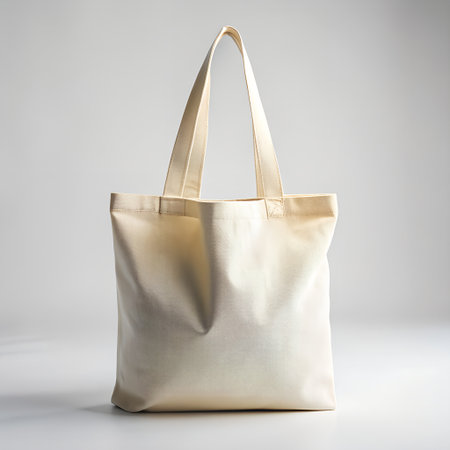 Beige cotton bag isolated on white background. Clipping path included.の素材