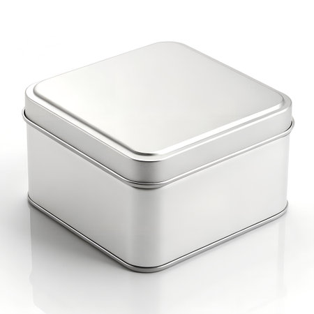 Metal box on a white background. 3d rendering. Computer generated image.の素材