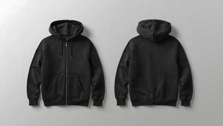 Black hoodie mockup, front and back view, 3d renderingの素材