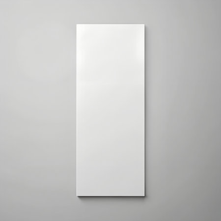 A plain white rectangular panel isolated on a neutral gray background, showcasing a simple and clean designの素材
