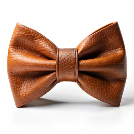 Brown bow tie isolated on white background. Clipping path included.の素材