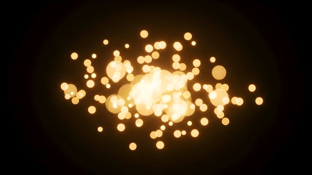 Golden yellow bokeh lights create a magical, festive, and warm atmosphere, ideal for celebrations, holidays, luxury events, or elegant backgroundsの素材