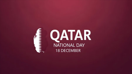 Official qatar national day 18 december graphic with country outline and text celebrating national heritage and unityの素材
