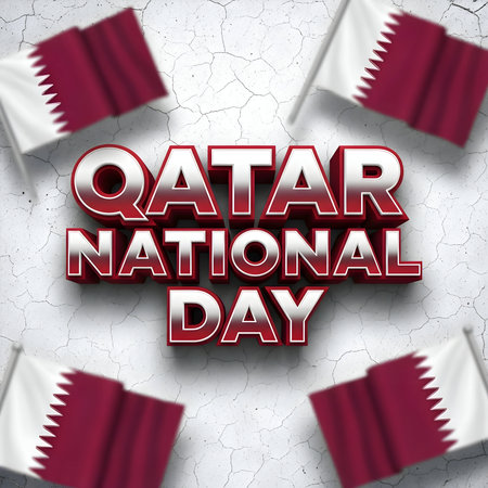 Qatar national day celebration with flags and textured background for patriotic events and national holidaysの素材