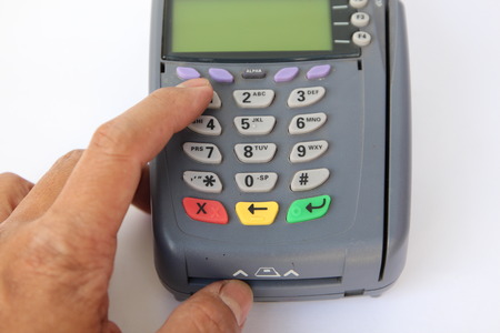 Paying credit card on White Background.