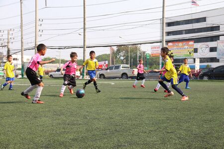 The children's football tournament 6 people in Chiang Mai, Thai.のeditorial素材