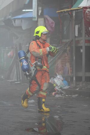 Chiang Mai, Thailand . June 5 2015- Fire in Waroros province Chiang Mai, Thailand on June 5, 2015.