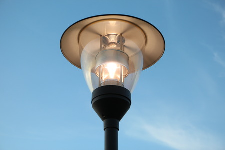 Lamp post in the skyの写真素材