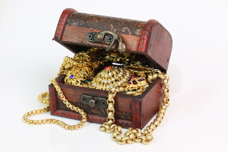 Treasure chest on a white background.