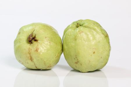 Guava fruit has green skin and white flesh, vitamin C.の写真素材
