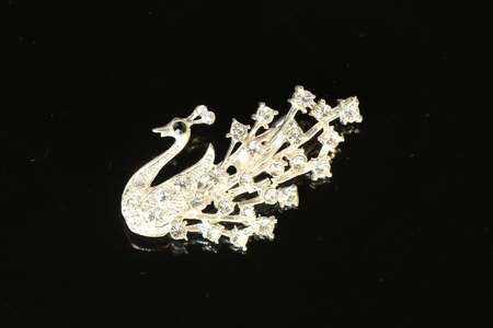 brooch jewelry isolated on black backgroundの写真素材