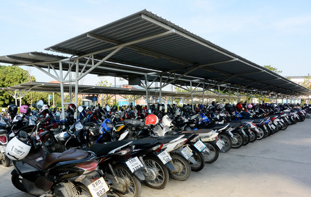 Chiangmai, Thailand -December 22, 2015: Motorcycle parking in the mall, Chiangmai, Thailand.のeditorial素材