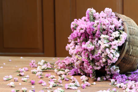 Beautiful flowers on the wooden floor.の写真素材
