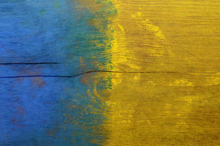 Wood floors, blue and yellow.の写真素材