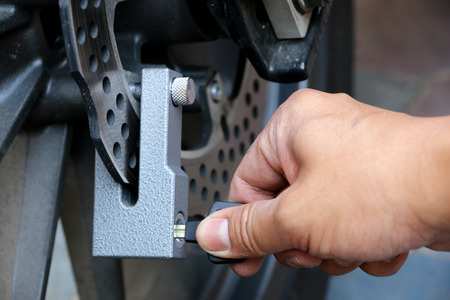 Key lock disk brakes motorcycle.