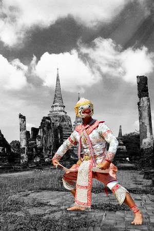 Art culture Thailand Dancing in masked khon hanumanの写真素材