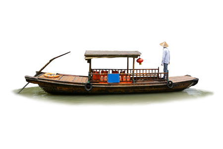 Chinese traditional boat isolated on white background.の写真素材