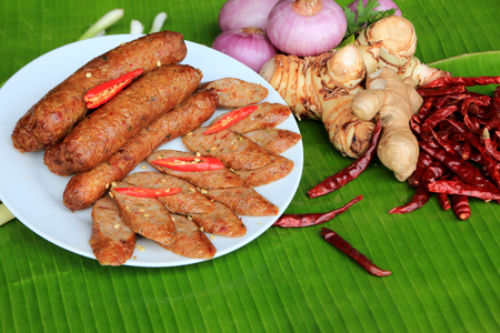 Northern Thai spicy sausage Menu.の写真素材