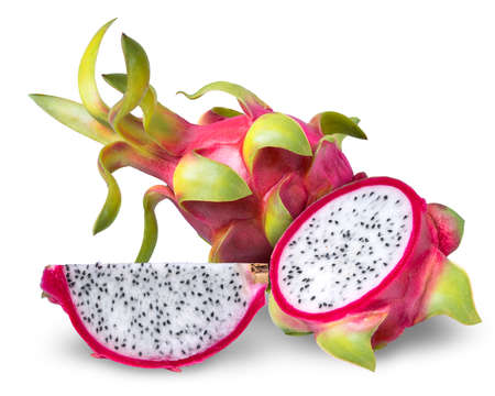 Dragon fruit or Pitahaya isolated on white background. Dragon fruit on white With clipping path.の写真素材