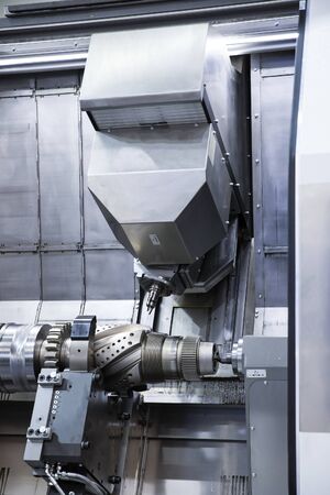 Robotic programmed robot arm. Industrial exhibition of machine tools.の写真素材