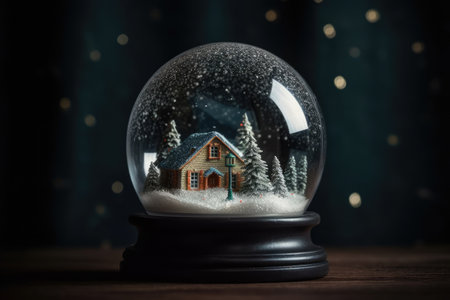Snow globe on the table.の素材