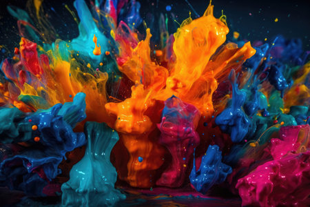 Splash of multicolored bright paints.の素材