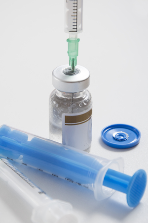 Medical ampoules and syringeの写真素材