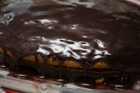 Cake with chocolate coatingの写真素材