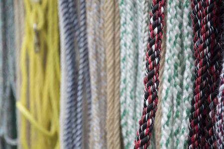 Braided ropes, goods on the market.horizontal image there is space for text