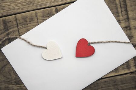 white sheet of paper on which the valentines are locatedの写真素材